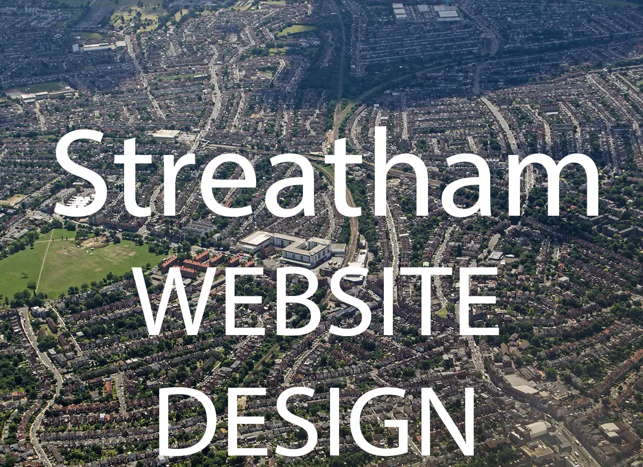 Aerial view of Streatham, London, showcasing website design services.