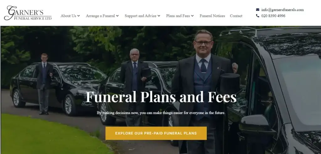 Garner&rsquo;s Funeral Service website screenshot