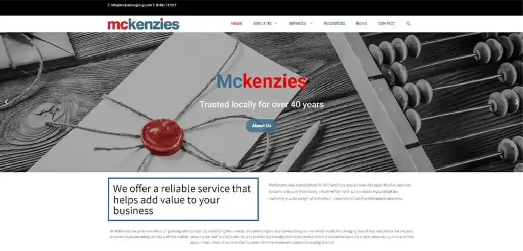 McKenzies Accountants website screenshot