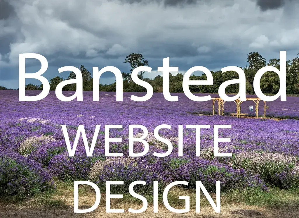 Banstead Website Design artwork with the location and service name over a background photograph.