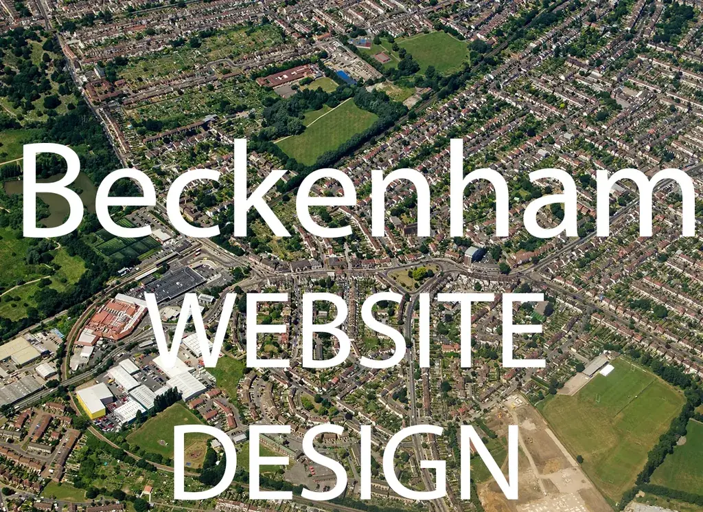 Beckenham Website Design artwork with the location and service name over a background photograph.