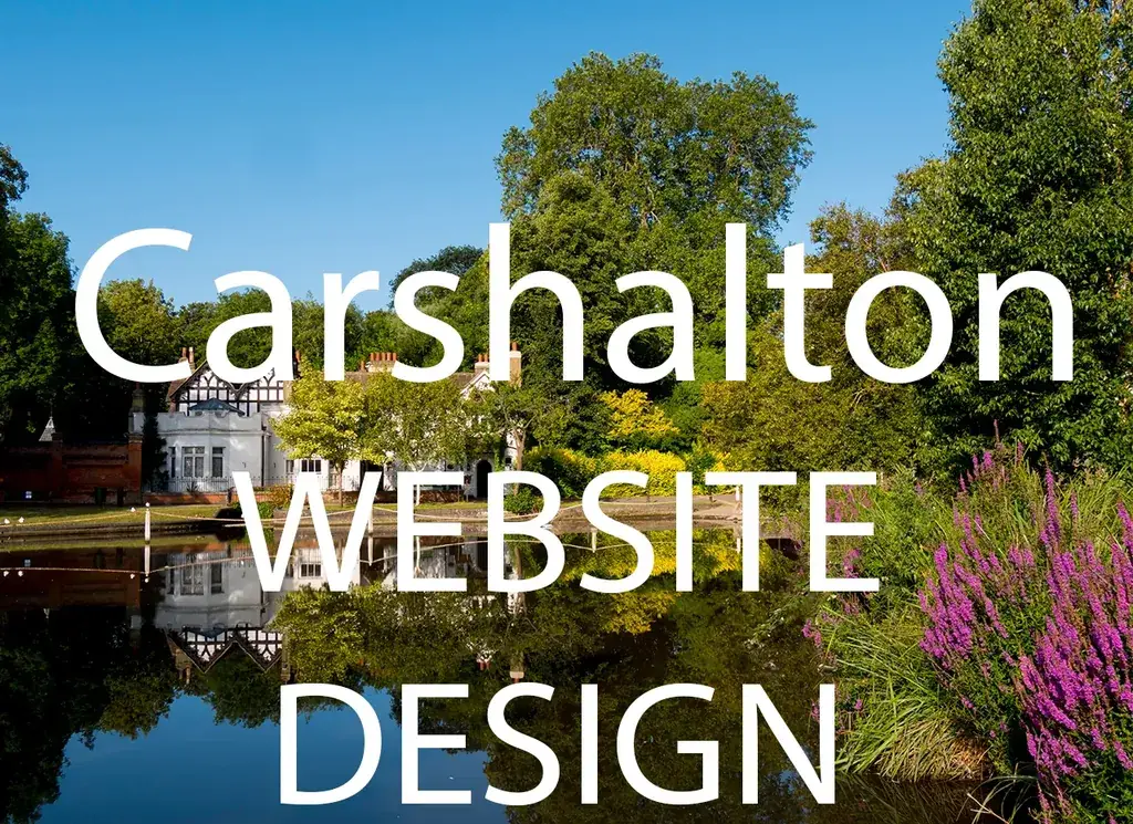 Carshalton Website Design artwork with the location and service name over a background photograph.