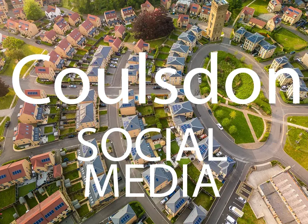 Coulsdon Social Media artwork with the location and service name over a background photograph.