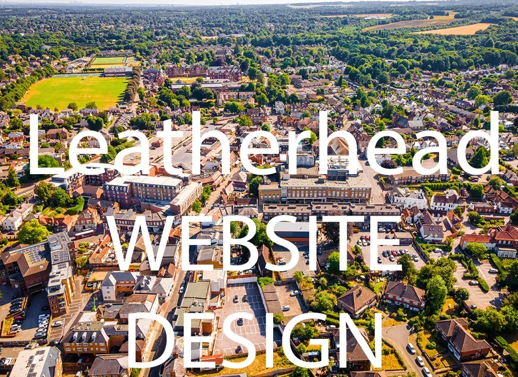 Aerial view of Leatherhead town and surrounding area, website design services in Leatherhead.