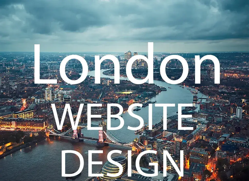 London Website Design artwork with the location and service name over a background photograph.