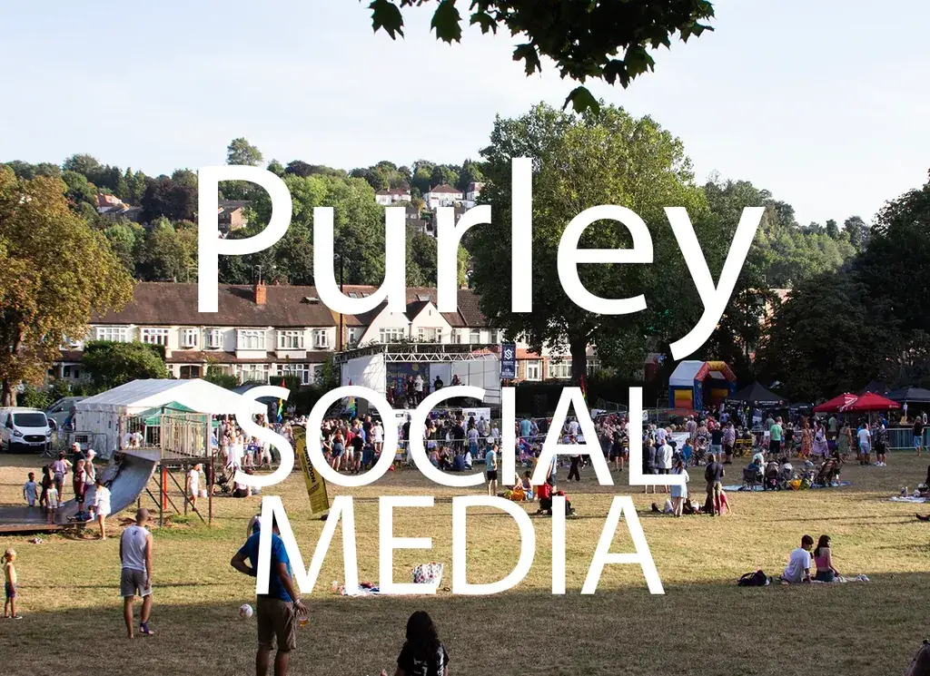 Purley Social Media artwork with the location and service name over a background photograph.