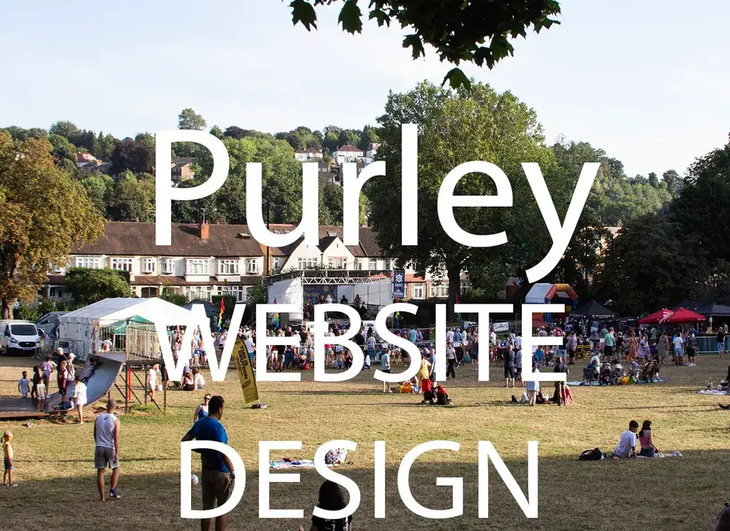 Purley Website Design artwork with the location and service name over a background photograph.